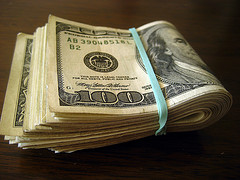 US$ bills folded in half