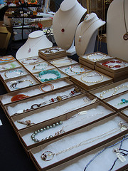 Various ladies accessories on display for sale