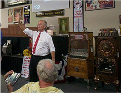 Auctioneer presiding in an ongoing auction